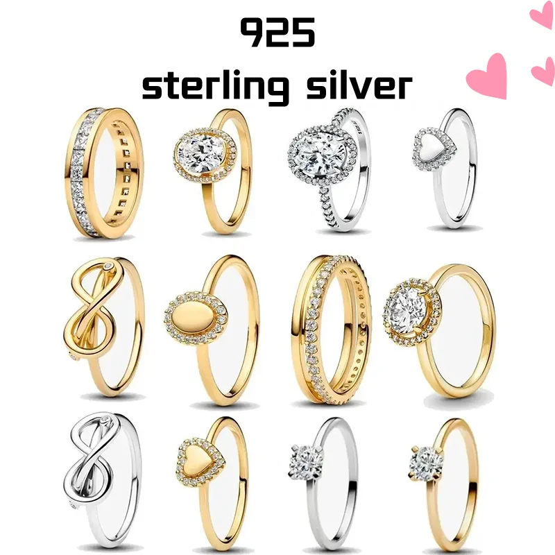 

2025 New 925 sterling silver high quality pink love ring Black heart ring Original DIY senior Mother's Day jewelry accessories