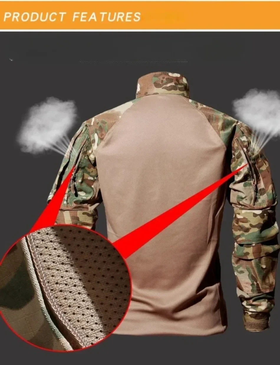 Outdoor Camo Anzüge Taktische Uniform Training Sets Arbeitskleidung Cargo Hosen Tactic Armee Kampf Shirts Jagd Kleidung Tragen-wider – Detail 4