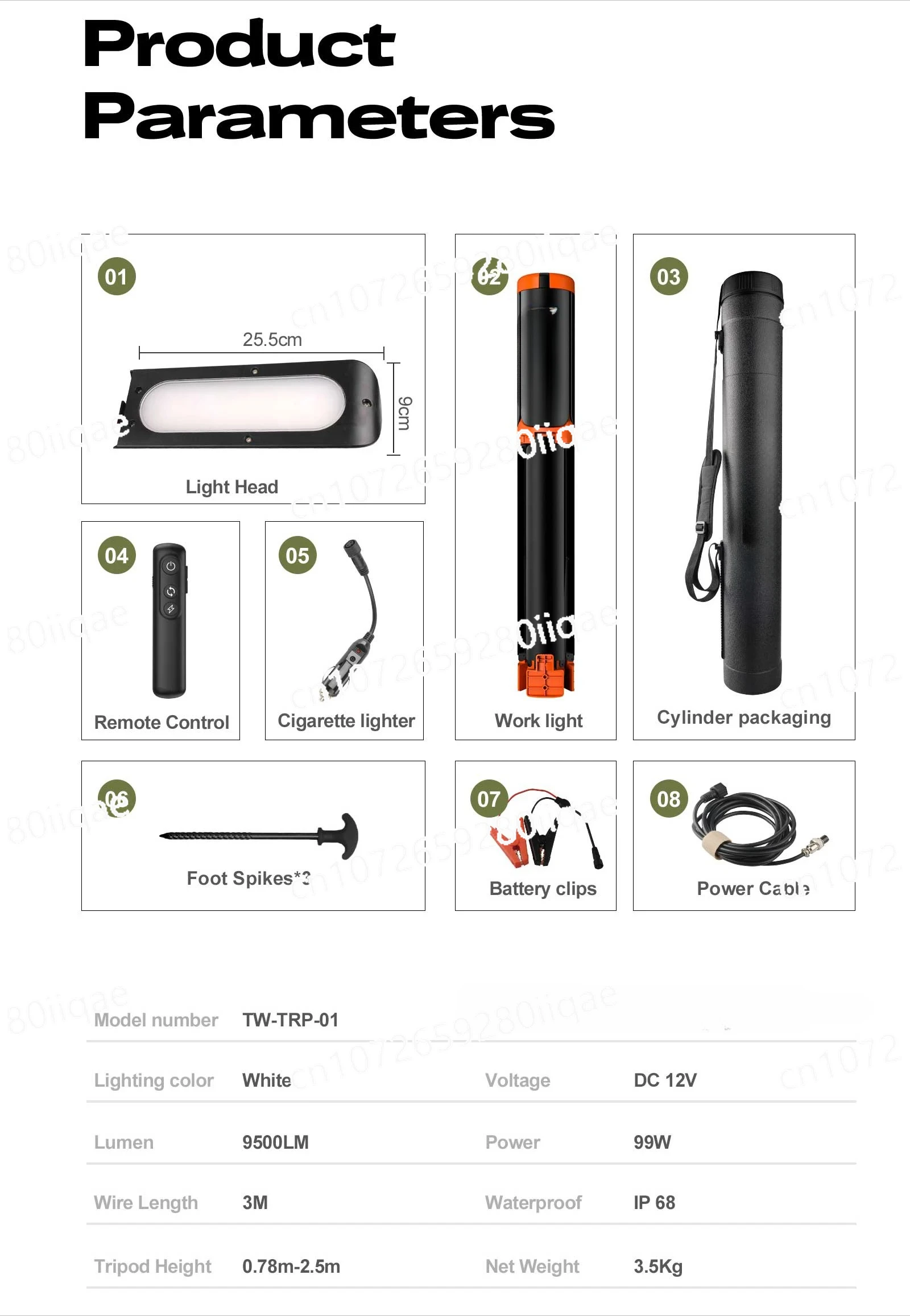 Waterproof Led Light Outdoor with Tripod New 9500lumen Rod Light Superbright Three Pages 12v Outdoor Light High Quality IP 68