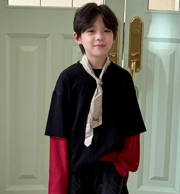 

Осень 2022, новая детская одежда, рубашка с длинными рукавами, детская футболка из двух предметов, топ с длинными рукавами и цветными блоками для мальчиков