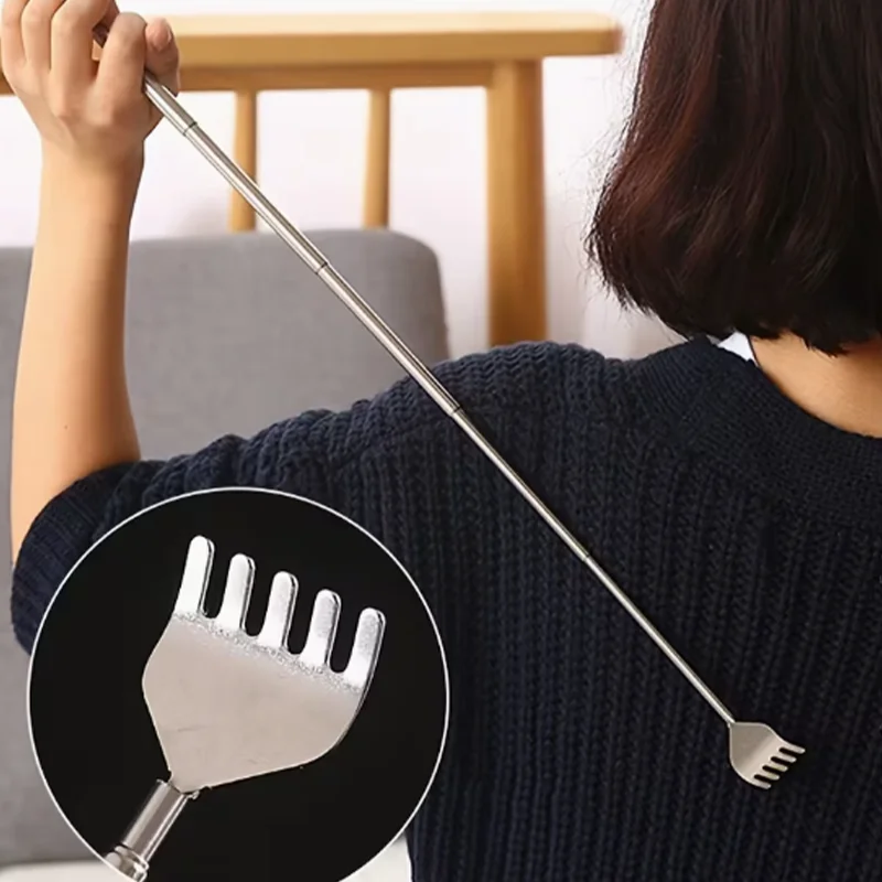 Practical Telescopic Pocket Scratching Massage Kit Stainless Steel Scratcher Handy Pen Clip Back Scratcher Relax Back Massager