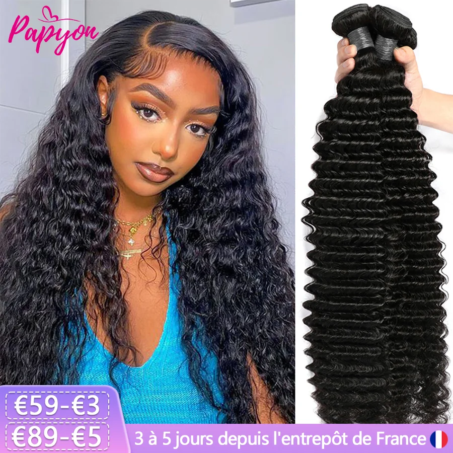 tissage humain hair,deep wave bundles,cheveux naturels humains femme,tissage cheveux humain lot en promo,28 30 32 inch extensions cheveux,cheveux