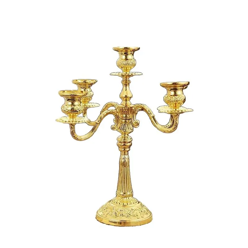 High-end candle holder metal three-headed five-headed candle holder European retro romantic candlelight dinner wedding