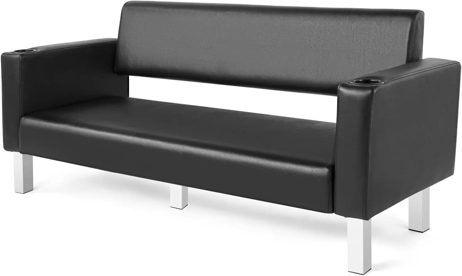 

Office Reception Chairs Waiting Room Bench Guest Chairs Draped in PVC Leather, Leather Bench 60.6'' Conference Room Chairs with