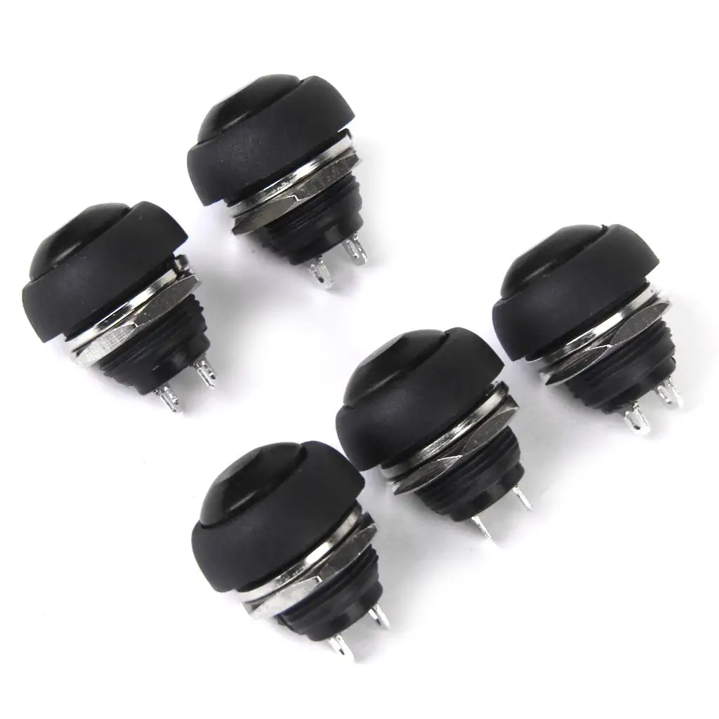 5 Pack Momentary Switch Waterproof for Doorbell Car 3A/125V/AC 1A/250V 17mm