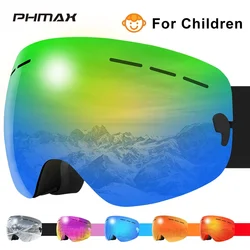 PHMAX-Gafas de esquí para niños, equipo de moto de nieve, gafas antivaho, gafas de snowboard, Invierno