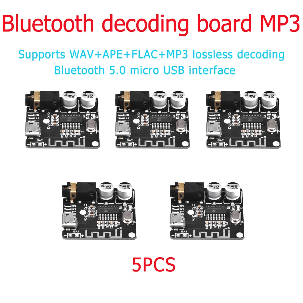 5 PCS 1 PCS VHM-314 Bluetooth Placa Receptor de Áudio Bluetooth 5.0 MP3 Lossless Decoder Board Módulo de Música Estéreo Sem Fio 3.7-5V