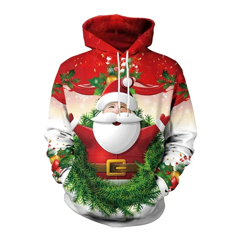 

Plus Size Streetwear Clothing Tops Christmas Tree Xmas Santa Snowman Claus Hoodie Men Autumn Winter 3D Print Pullover Sweatshirt
