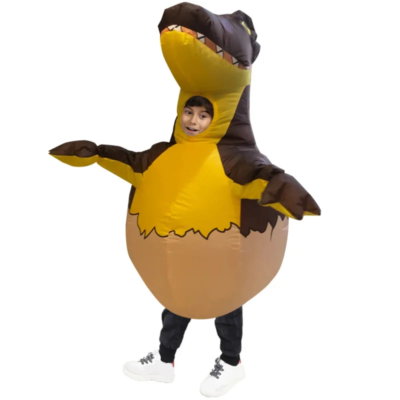 Kids T-REX Inflatable Costumes Halloween Cosplay Costume Dinosaur Egg Blow Up Disfraz Party Birthday Gift for Children Unisex