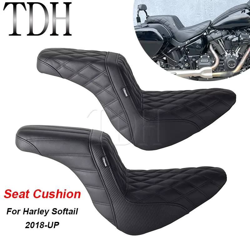 Soft Leather Two Up Driver Front Rear Passenger Seat Cushion Pad Motorcycle Accessories For Harley FLSB Sport Glide Low Rider S