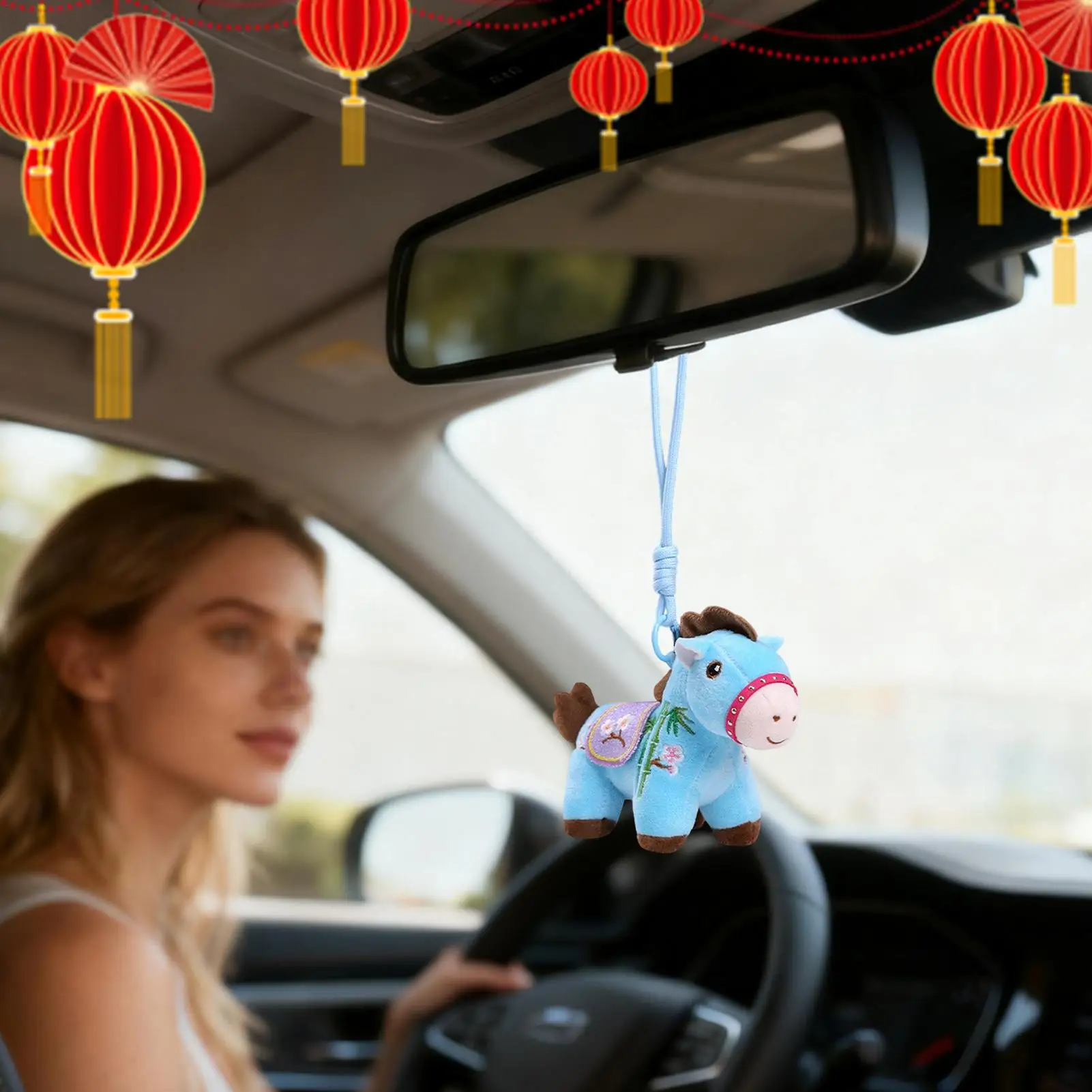 Cavalo chaveiros para mulheres de pelúcia bonito decoração pingente 2026 sorte cavalo ano bolsa charme para mochila namorado menina carro feminino