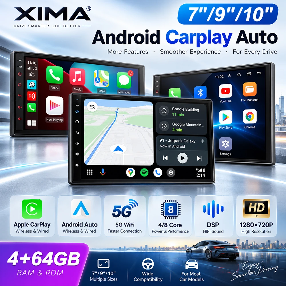 7 9 10'' 8581 3326 Car Radio Android Universal 2Din Carplay For Lada Volkswagen Nissan Hyundai Toyota Stereo Multimedia Player