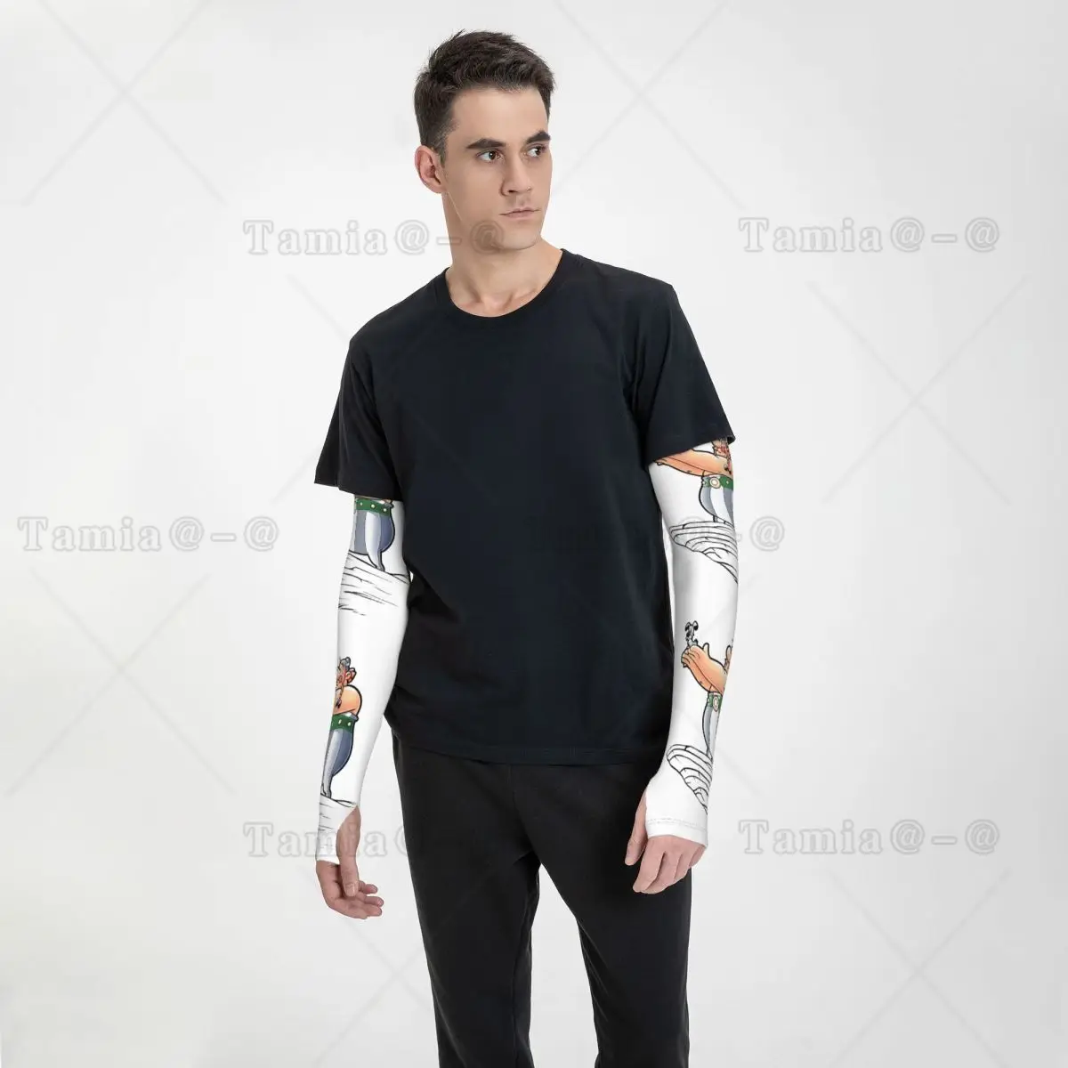 Custom Dogmatix Asterix And Obelix UV Protection Arm Sleeves Men Women Athletic Sports Funny Anime Tattoo Cover Up for Hiking