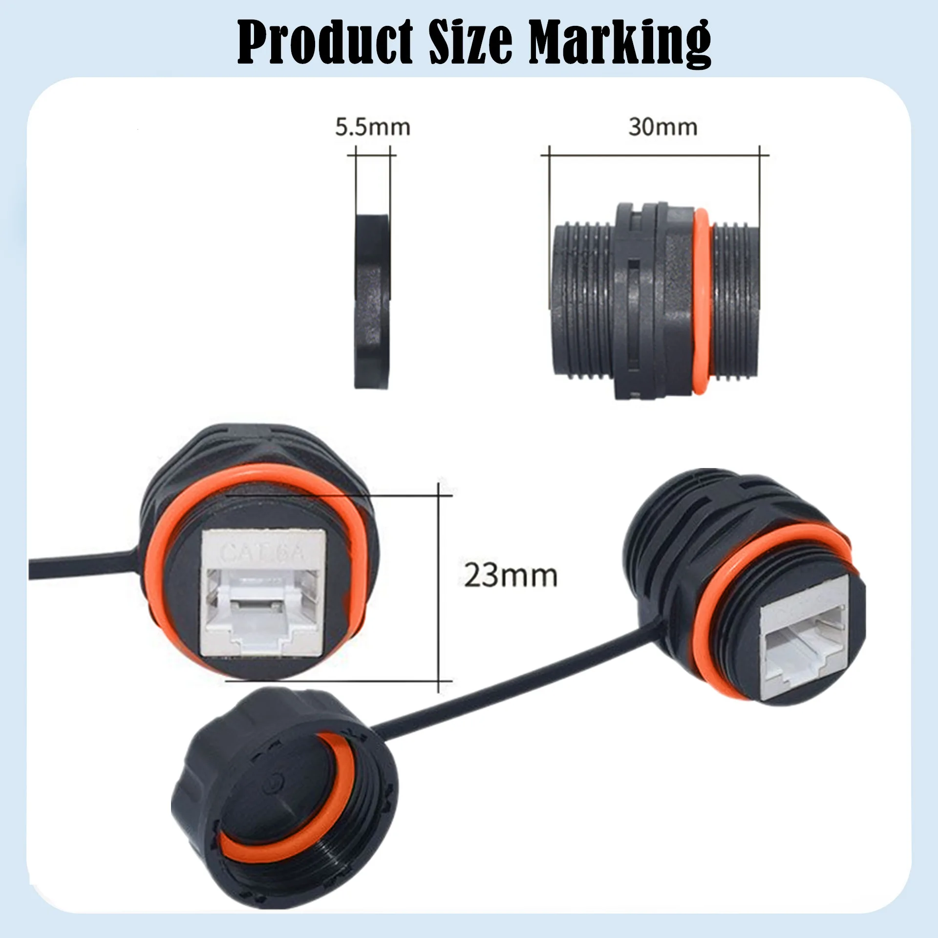 RJ45 Coupler RJ45 Waterproof Connector IP68 Waterproof Shielded (STP) Cat5/5e/6/6A Ethernet LAN Cable Connector Network Cable