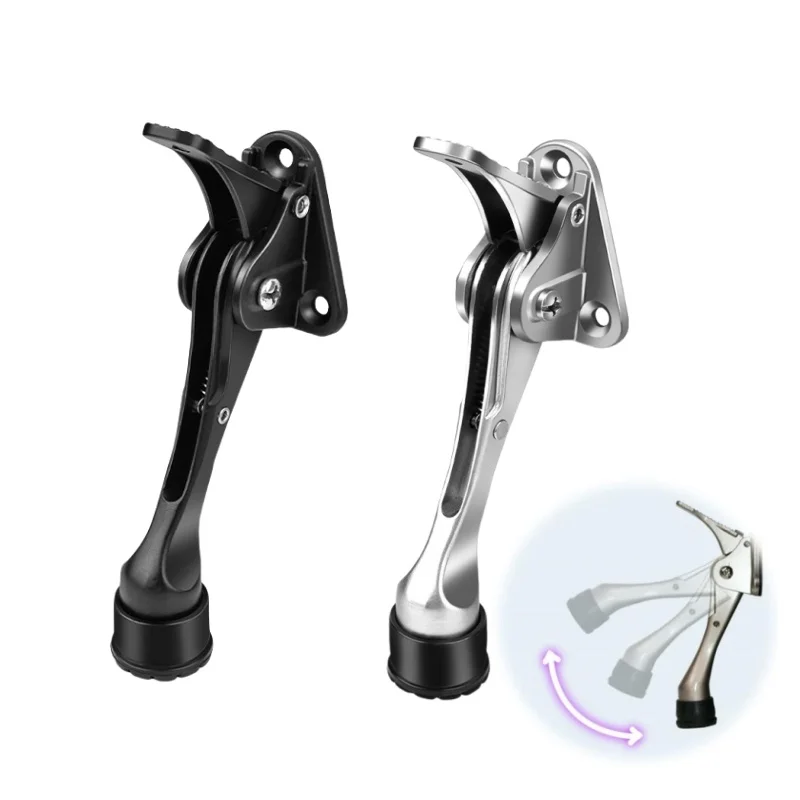 

Black Touch Kick Down Door Stopper Heavy Duty Mute Zinc Alloy Door Stops with Non-Slip Rubber Tip Hidden Wall Protector Hardware