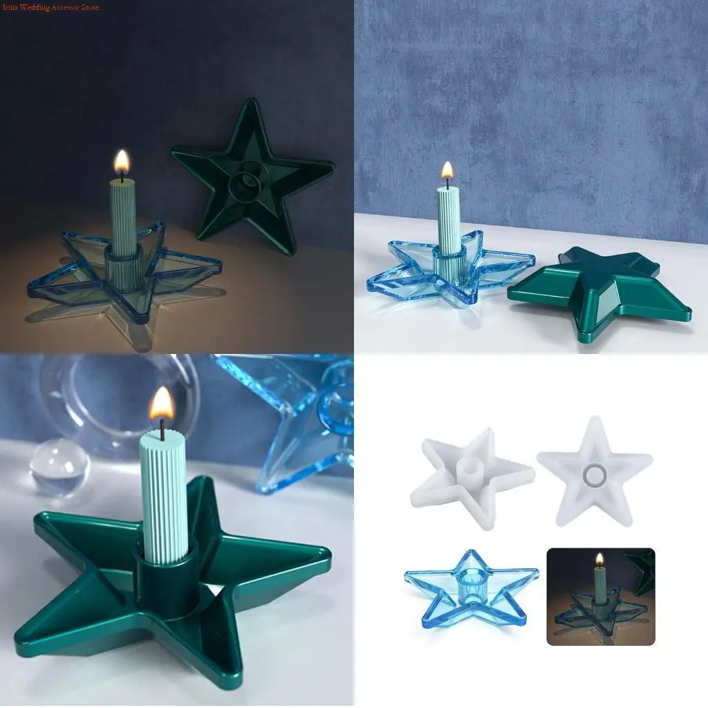 

G92D Candlestick Epoxy Casting Silicone Mold Five-pointed Star Casting Moulds DIY Crafts Jewelry Holder Home Decor