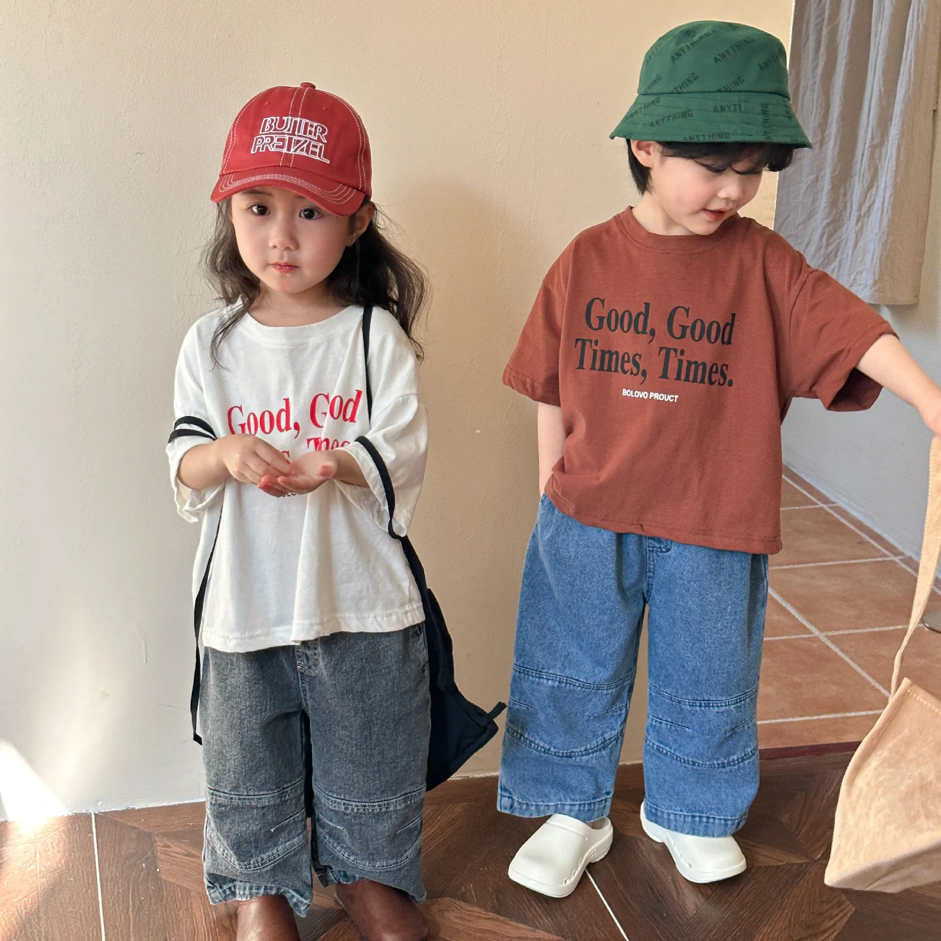 T-shirt à Manches Courtes pour Enfant, Pull Décontracté avec Lettres Imprimées, à la Mode, pour Bébé Fille et Garçon, Été, 2024