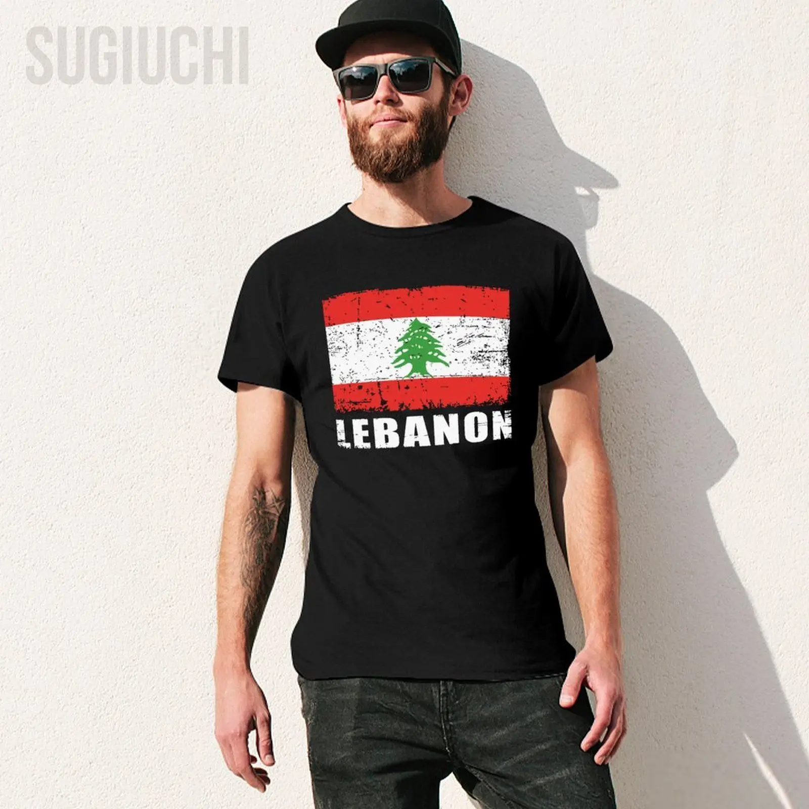 Unisex Men Vintage Lebanon Lebanese Flag Tshirt Tees T Shirts Women Boys 100% Cotton T-Shirt