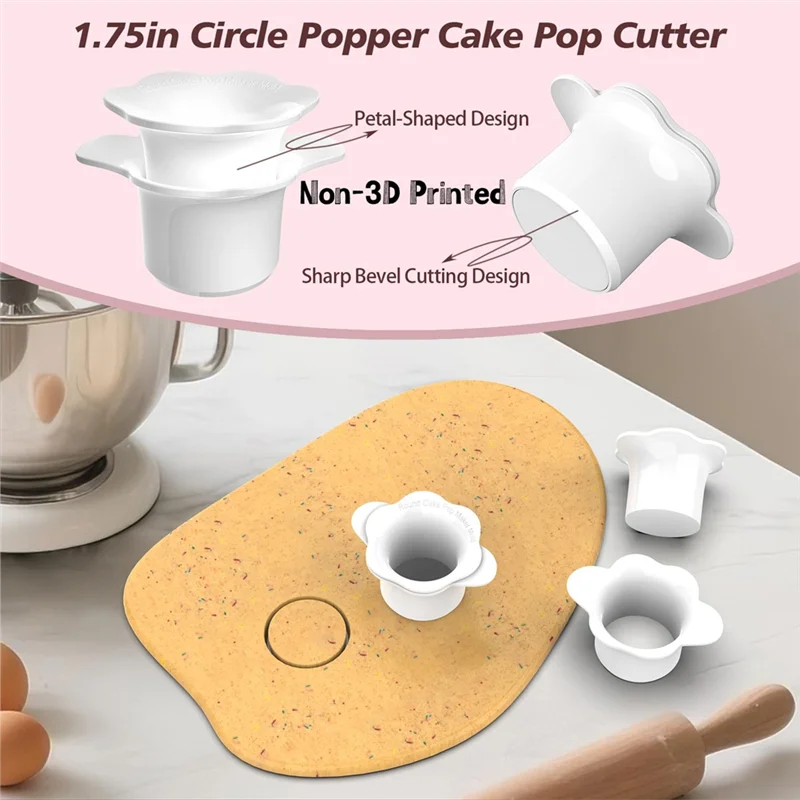 Cake Cutter And Pusher With Tray - Circle Cake Mold Set 1.75