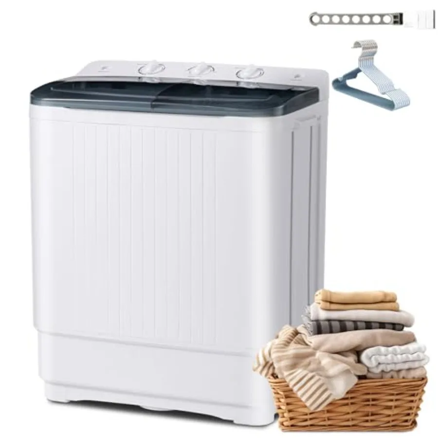 

Portable 2-in-1 Twin Tub Washing Machine 22Lbs Washer 10Lbs Spinner with Drain Pump Semi-Automatic Compact Washer Dryer Combo f