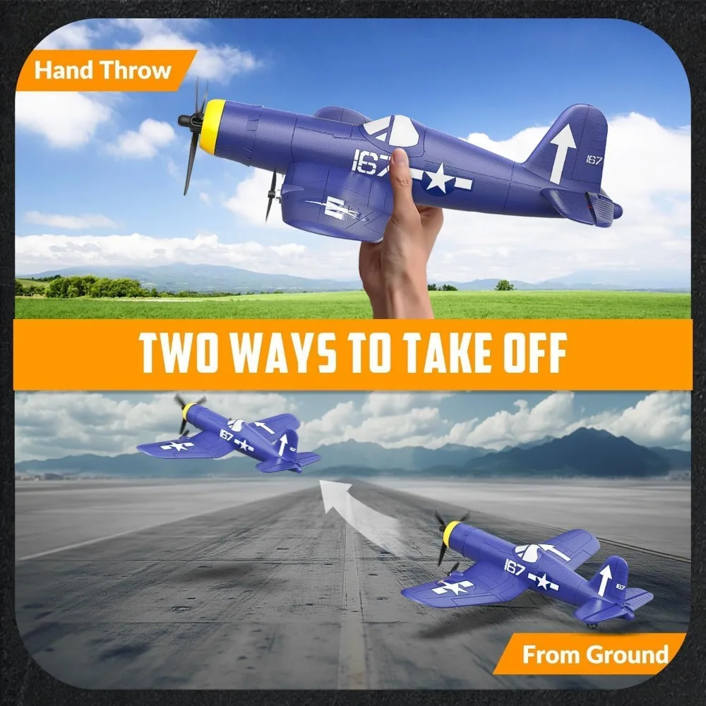 Avión RC de 3 canales de 2,4 GHz con giroscopio de 6 ejes, avión planeador listo para volar para un fácil vuelo y diversión