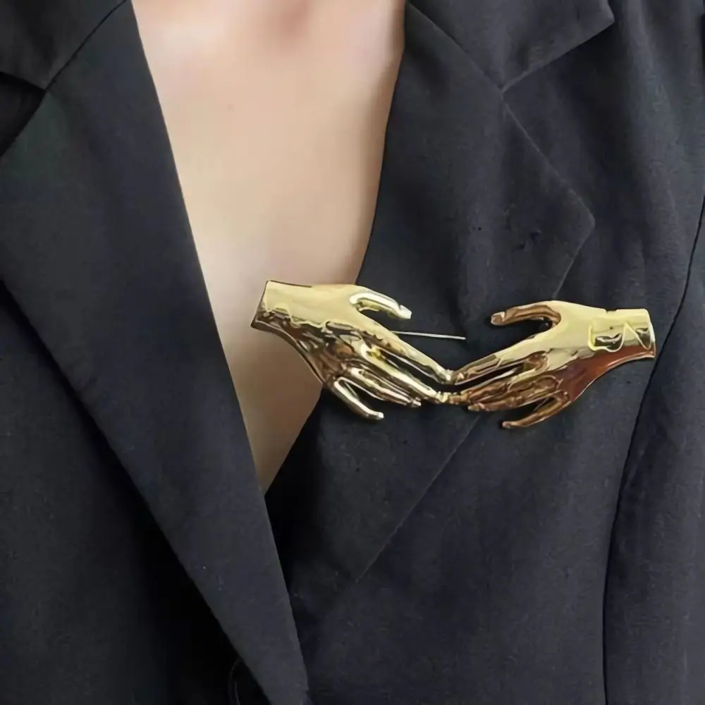 Новая металлическая брошь в форме ладони в форме руки, золотистая, серебряная булавка в стиле панк, броши унисекс, креативные булавки для шарфа, клипса для мужчин и женщин