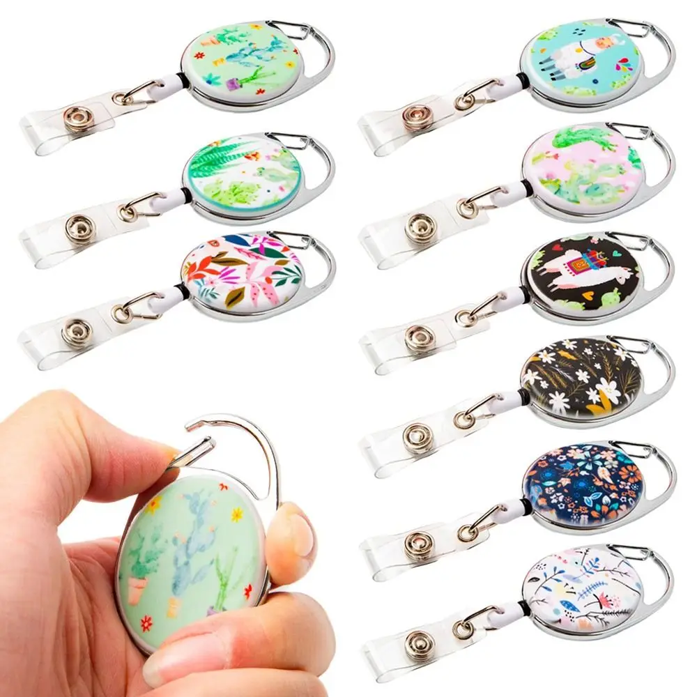 Retractable Badge Holder Multiple Colors ID Badge Holder Oval Badge Reel Clip Identity Tag Credit Card Cover Office Supplies