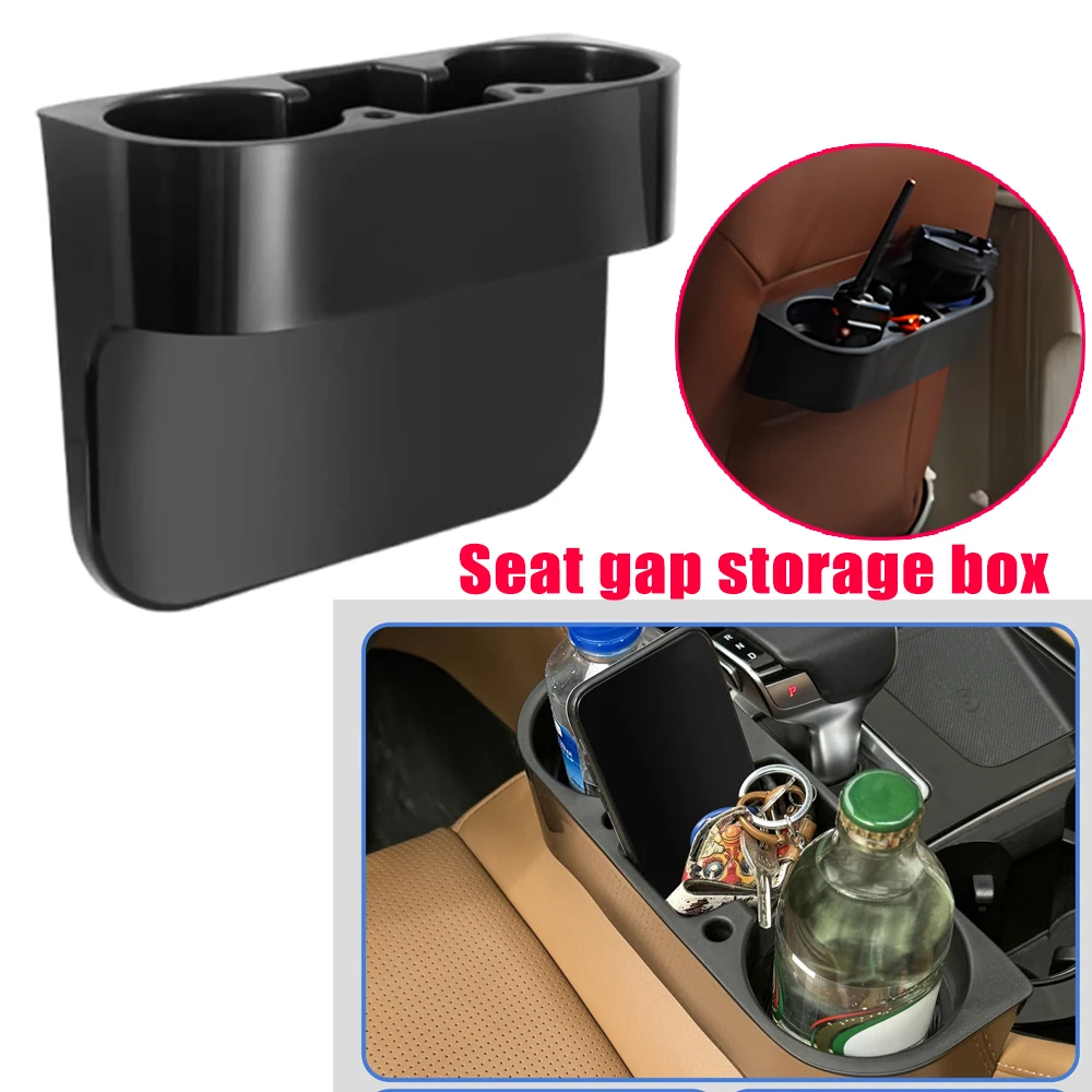 Car Storage Cup Holder Armrest Box Organizer Seat Gap Filler Multifunctional Large Capacity No Install Durable Auto