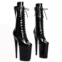 Leecabe  Patent upper Sexy boots 23CM/9inches High Heels Platform Pole Dance shoes