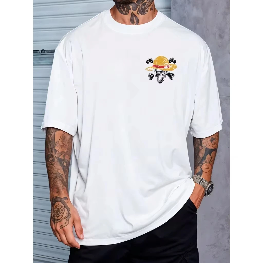 قطعة واحدة 2026 جديد حار تيشيرت صيفي الرجال لوفي أنيمي Harajuku شي القطن اللياقة البدنية المتضخم خمر الشارع المرأة عادية فضفاض #2