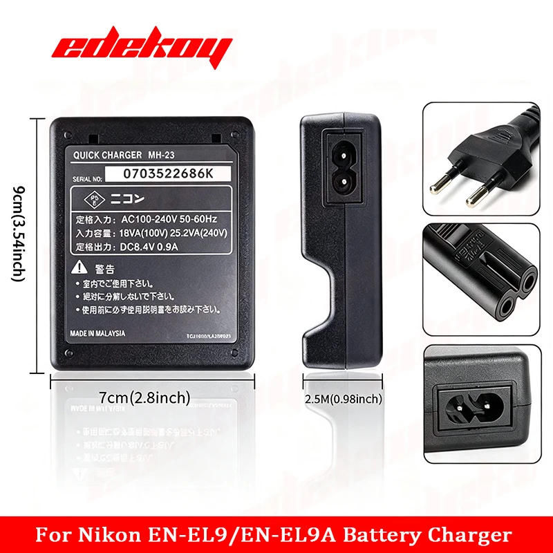 Ładowarka MH-23 MH23 do aparatu Nikon EN-EL9 ENEL9A D40 D40X D60 D5000 D3000 D8000 — zdjęcie produktu 3