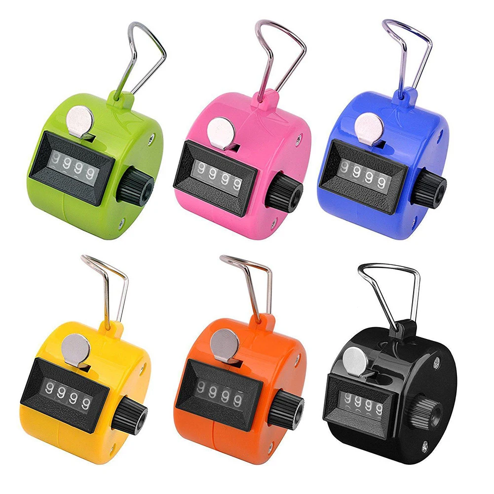 แบบพกพา 4 หลักคู่มือ Mechanical คลิก Hand Tally Counter Clicker เครื่องมือ 0000 ถึง 9999 Contador เครื่องมือ