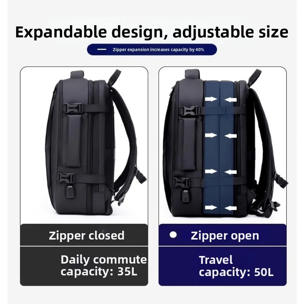 Large Capacity Business Laptop Backpack with USB Port Expandable Men Travel Backpacks Waterproof Multi Pocket Computer Bag