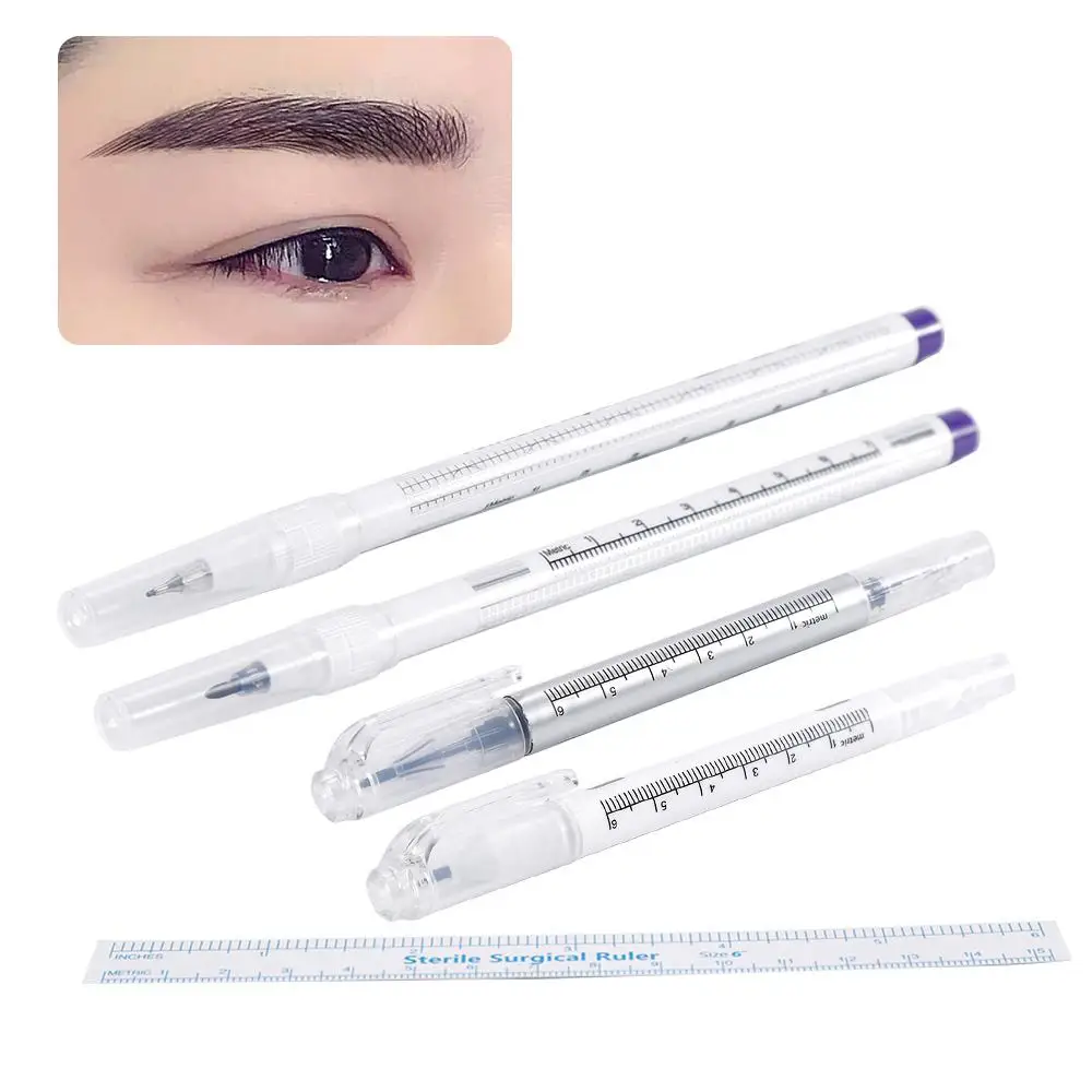 1/3/5PCS Permanent Eyebrow Skin Tattoo Marker Pen with Ruler Full Professional Makeup Tattoo Supplies Accessories Microblading