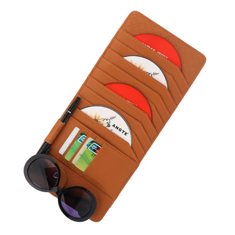 Car Sun Visor CD Holder Lambskin Light Disk Bag Multi-layer Auto Business Card Holders Auto Interior Supplies Car CD Holder