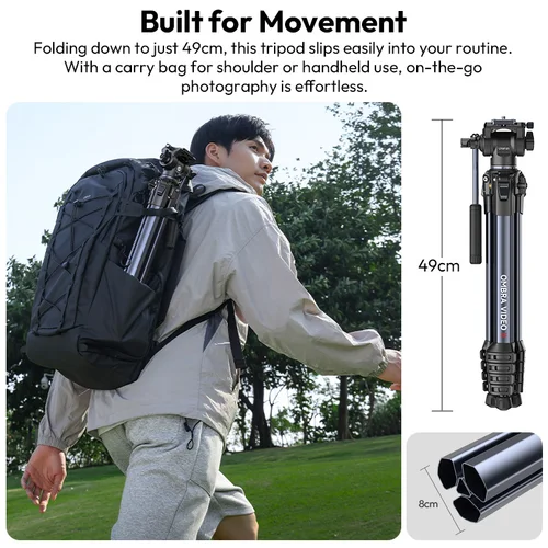 Imagen 2 del producto Trípode de viaje Ulanzi OMBRA VIDEO II 1.57M con 360 ° Trípode de cámara de liberación rápida Arca con cabeza de bola panorámica, compatible con disparo de ángulo bajo