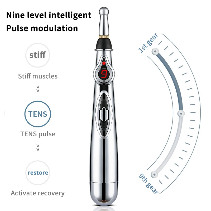 Электрическая массажная ручка, регулируемая для массажа спины и рук, расслабляющая мышцы, серебристая на батарейках