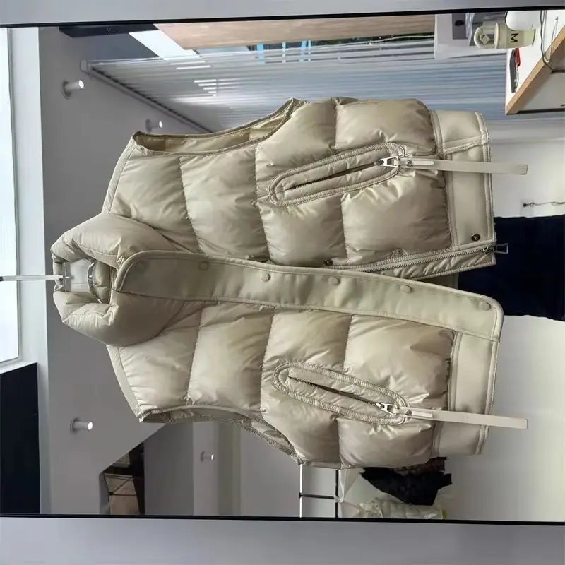 

New AutumnWinter Korean Loose Pu Skin Down Cotton Vest Women Short Stand Collar Sleeveless Jacket Coats Fashion Waistcoat Vests
