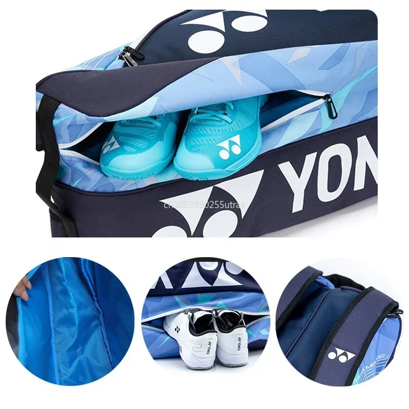 YONEX 배드민턴 가방 투어 에디션, 프로 스포츠 테니스 라켓 배낭, 독립 신발 수납 공간, 6 라켓