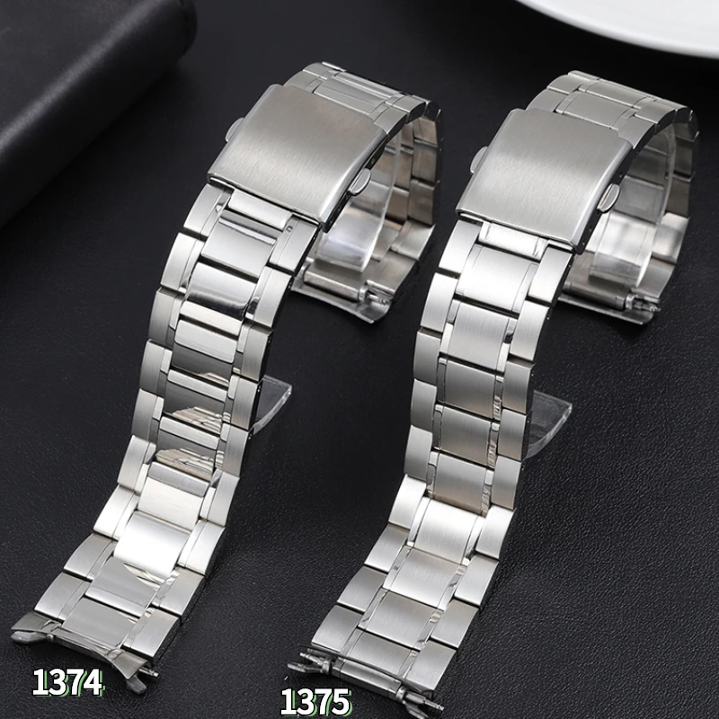 For Casio MDV106 Stainless Steel Curved End strap MTP-1374 MTP-1375 MDV-106 solid metal watchband chain 22mm Men's Wrist band