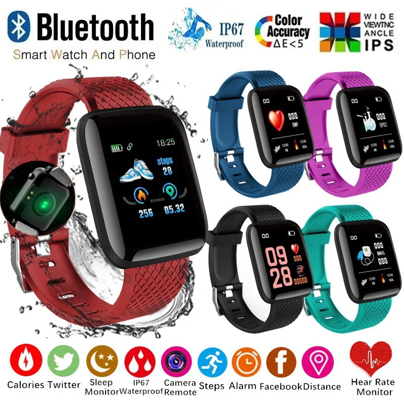 

Smart Watch Bluetooth Digital Watches Heart Rate Oxygen Blood Pressure Sports Fitness Tracker 116plus for xiaomi huawei relojes