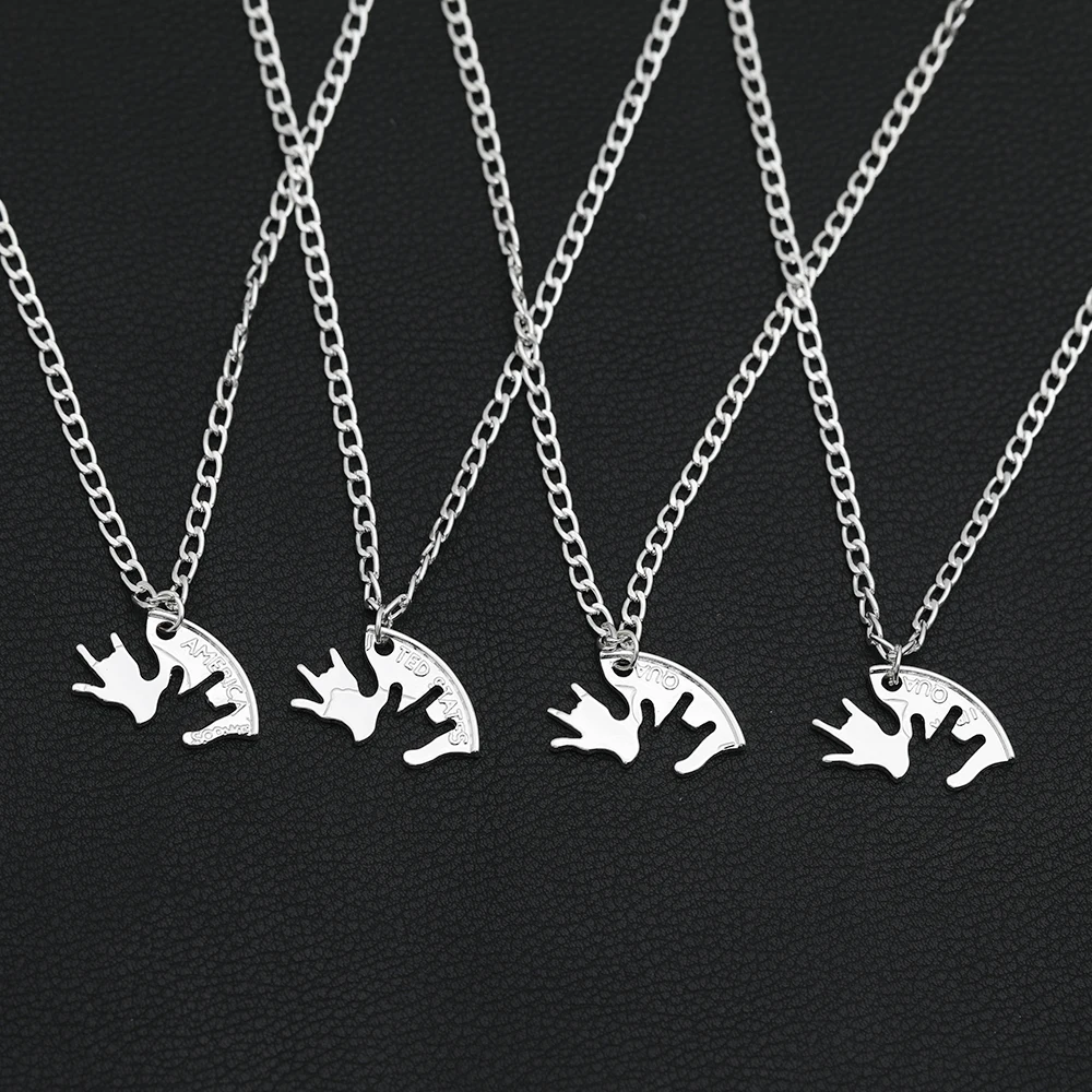 Juego de 4 Collares Redondos con Gestos de Te Amo, Collar de Amistad BFF, Joyería para Mejores Amigos, Amantes, Parejas, Regalo de Aniversario