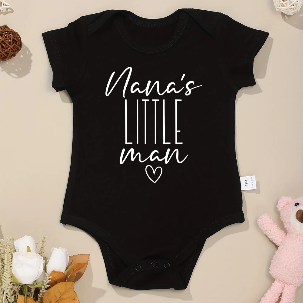 Nana's Little Man Cute Baby Boy Clothes Fashion Trend 2024 Newborn Pure Cotton Onesies Cozy Soft Skin-friendly Infant Pajamas