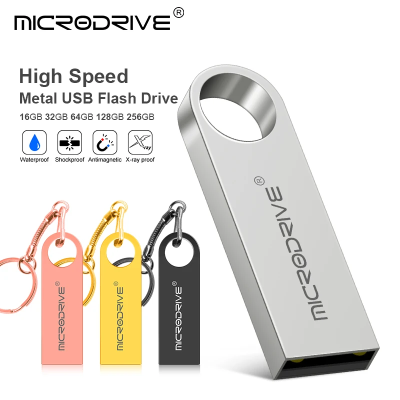 Metal USB 2.0 Flash Sürücü Pendrive 16 GB 32 GB 64 GB Yüksek Hızlı Memory Stick U Disk 128 GB Anahtarlık Hediye