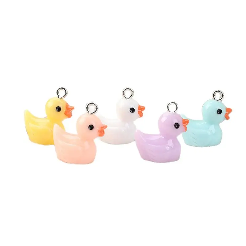 10Pcs Resin Duck Charms Cute Animal Jewelry Findings Earring Pendant Necklace DIY Making Accessories