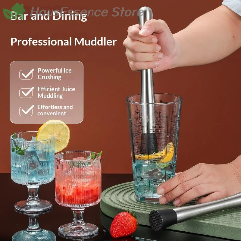 ※Stainless Steel Crushed Ice Hammer Multifunctional Popsicle Sticks Cocktail Swizzle Stick Fruit Lemon Muddle Pestle Bar Tools