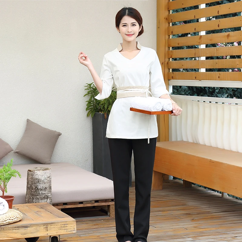 New Style Esthetic Uniforms for a Beautician Beauty Salon Spa Massage Foot Bath Technician Work Clothes Women Thai Massage Set