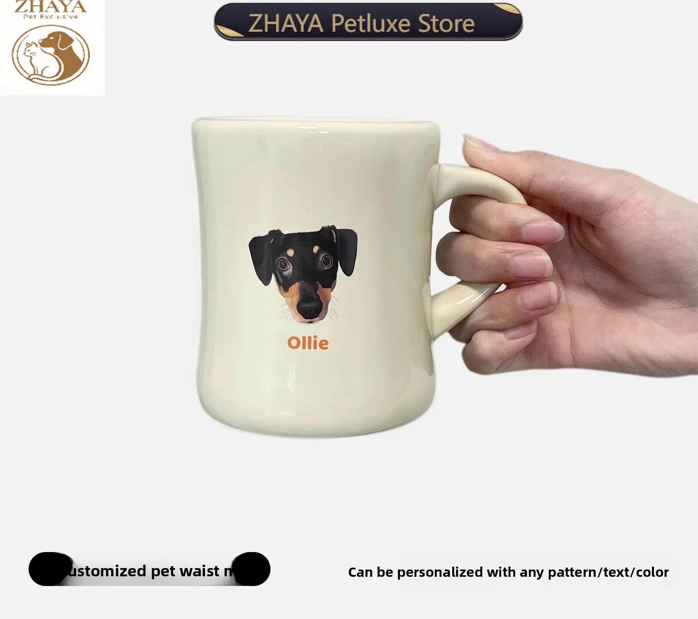 Custom Hand Drawn Pet Portrait Ceramic Coffee Mug Cat Dog Illustration Birthday Gift Artist Design ZHAYA