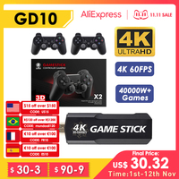 Ampown GD10 Retro Game Console 4K 60fps HDMI Output Low Latency TV Game Stick Dual Handle Portable Home Game Console For PS1 PSP