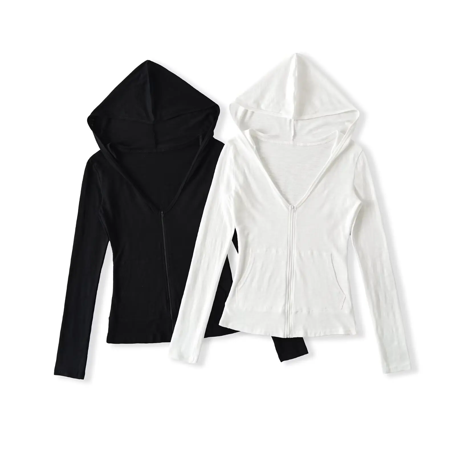 

Slim Fit Casual Thin Jacket Spring Autumn New Korean Style Hooded Versatile Outerwear Cardigan Top For Women